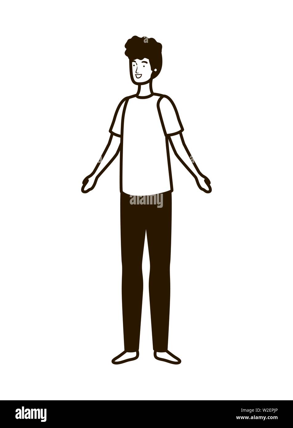 silhouette of young man standing in white background Stock Vector Image ...