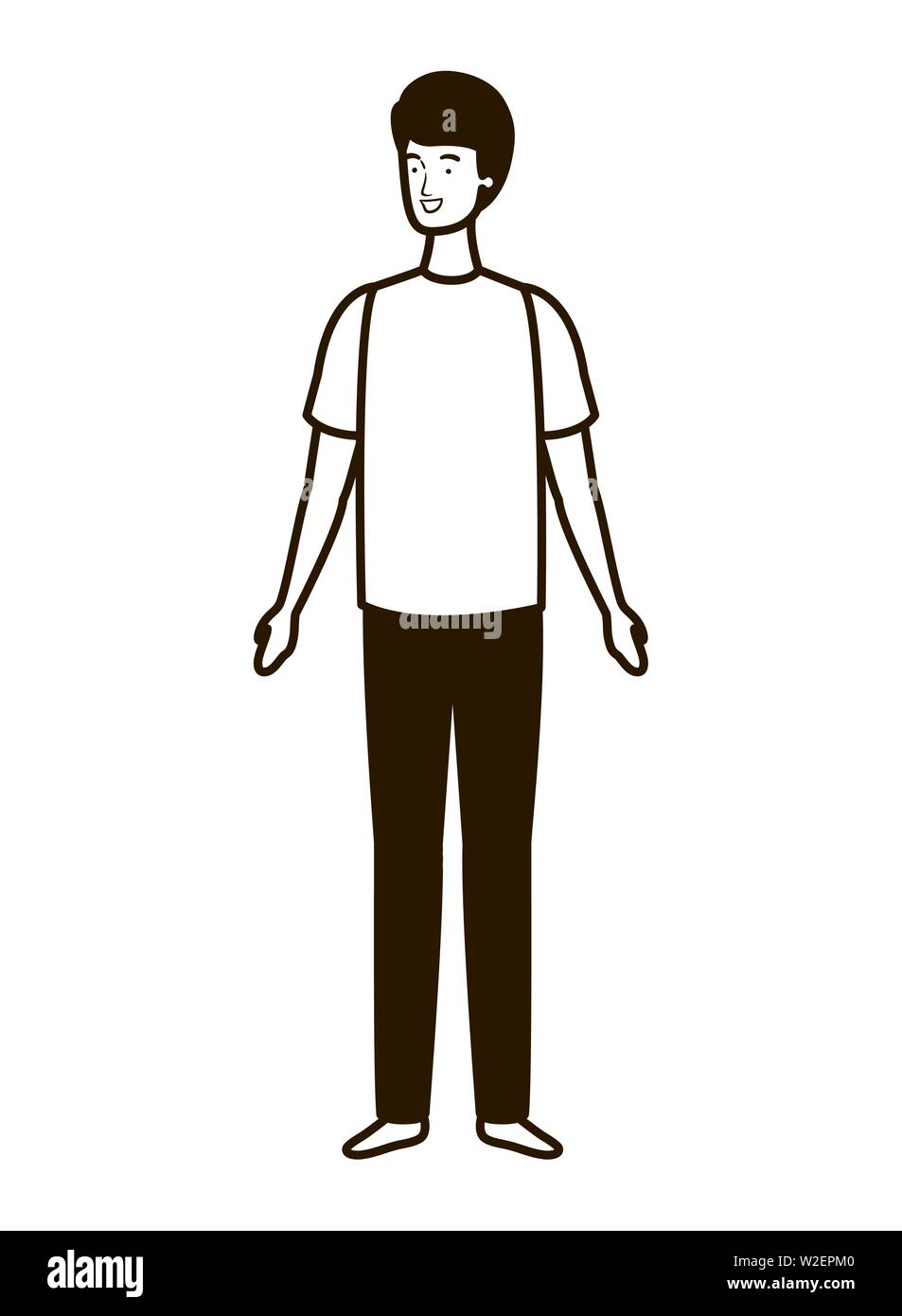 silhouette of young man standing in white background Stock Vector Image ...
