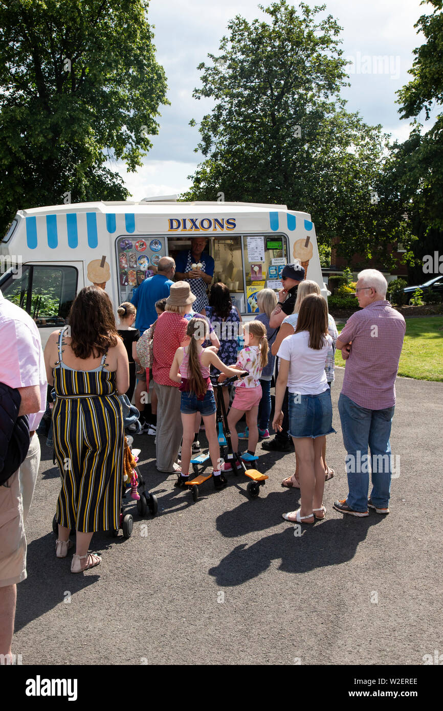 Residents of Huddersfield, West Yorkshire, U.K. queuing to buy ice
