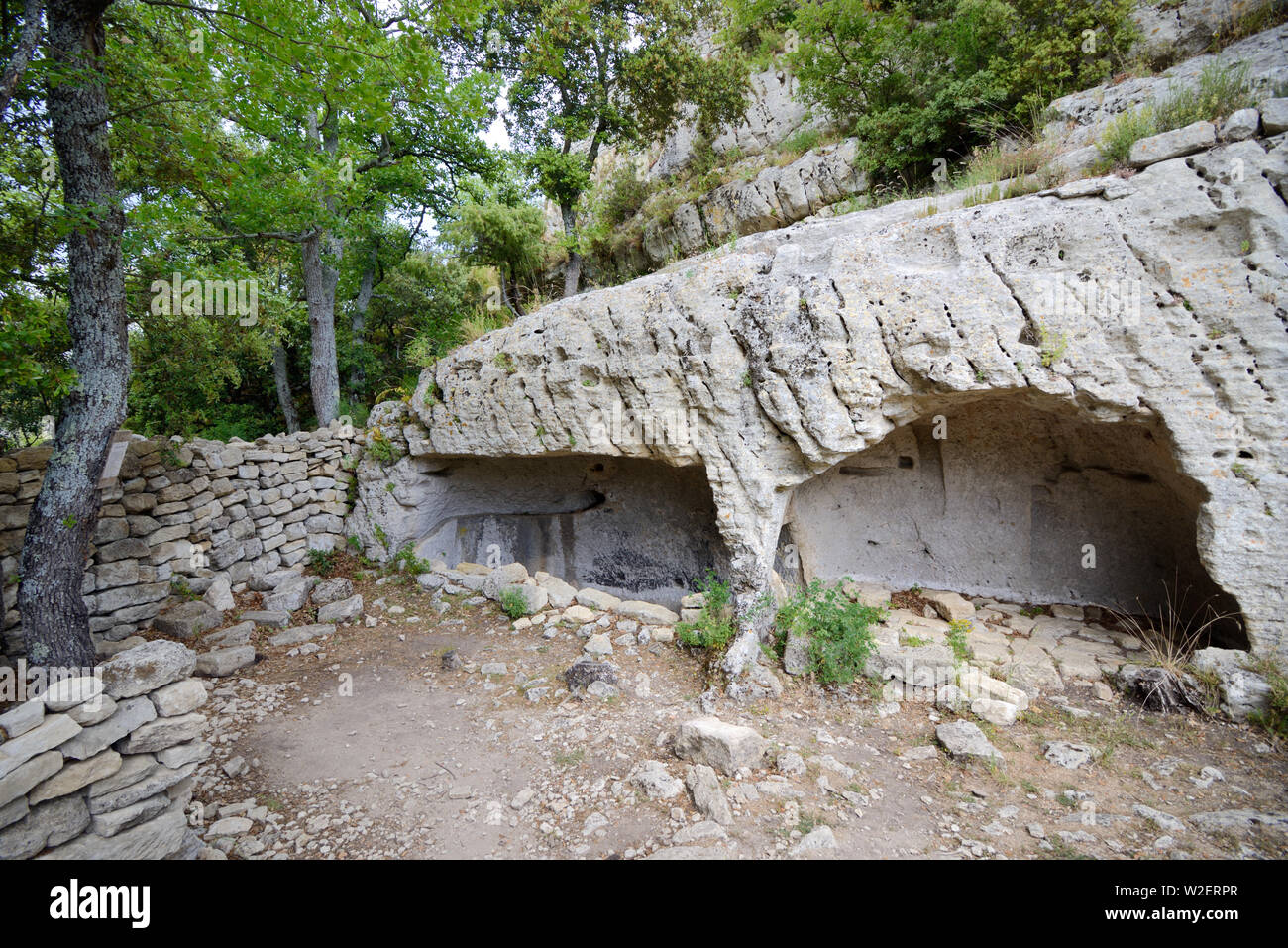 Troglodyte House, Rock-Cut House or Dwellings Buoux Fort Luberon Provence France Stock Photo