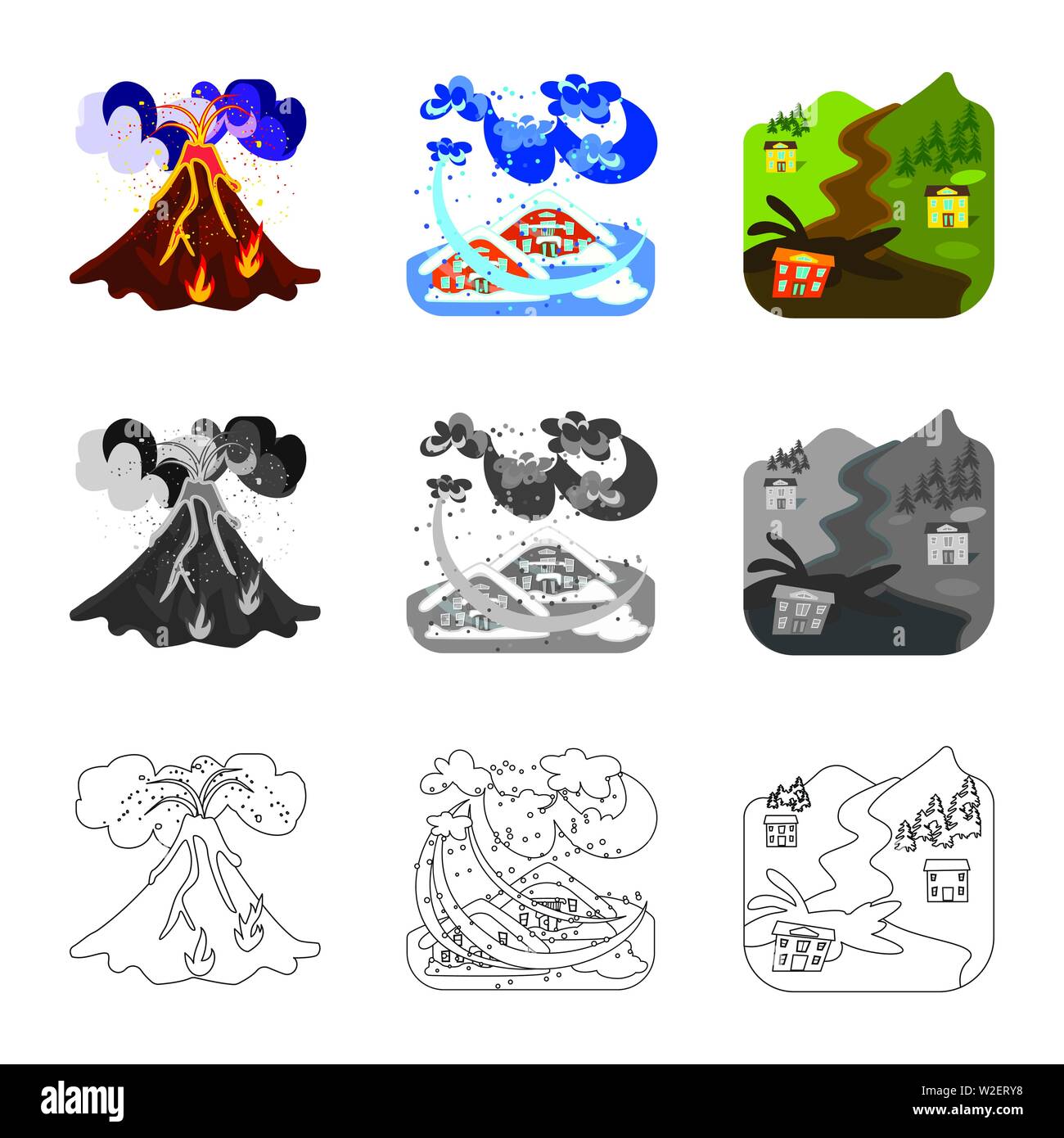 Vector illustration of weather and distress icon. Set of weather and ...