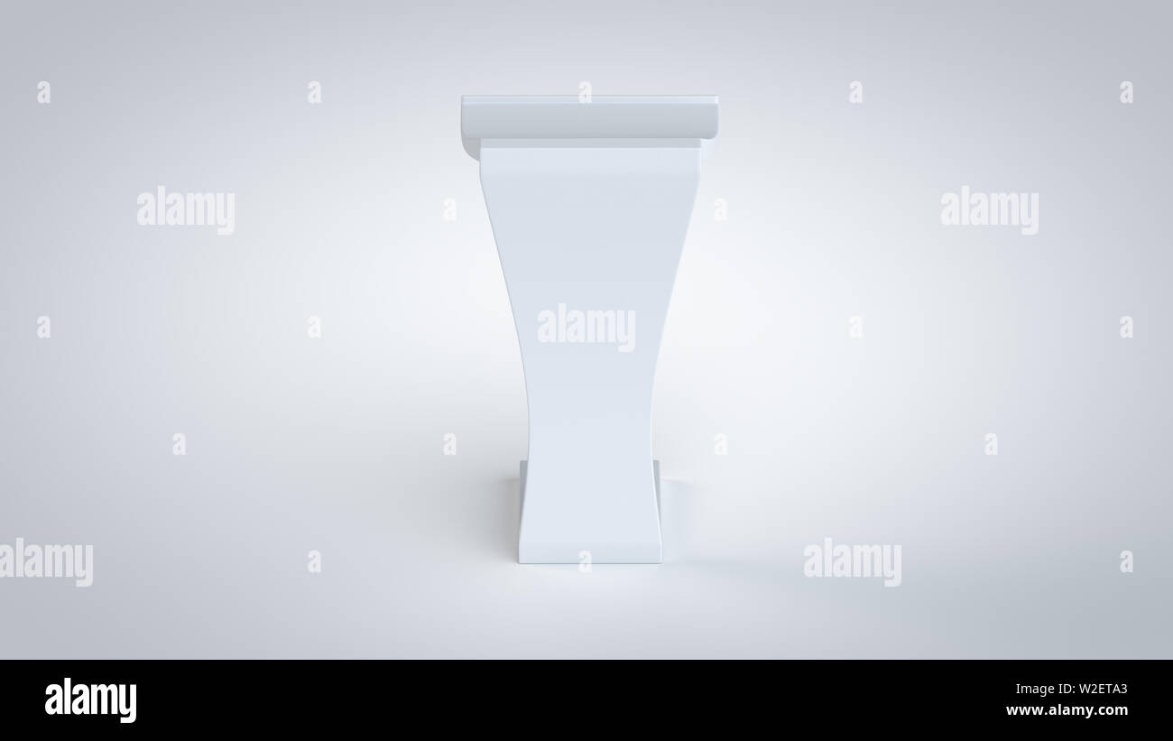 3D white podium mock-up, with soft shadows in a closer view, for graphic designers presentations and portfolios. Stock Photo