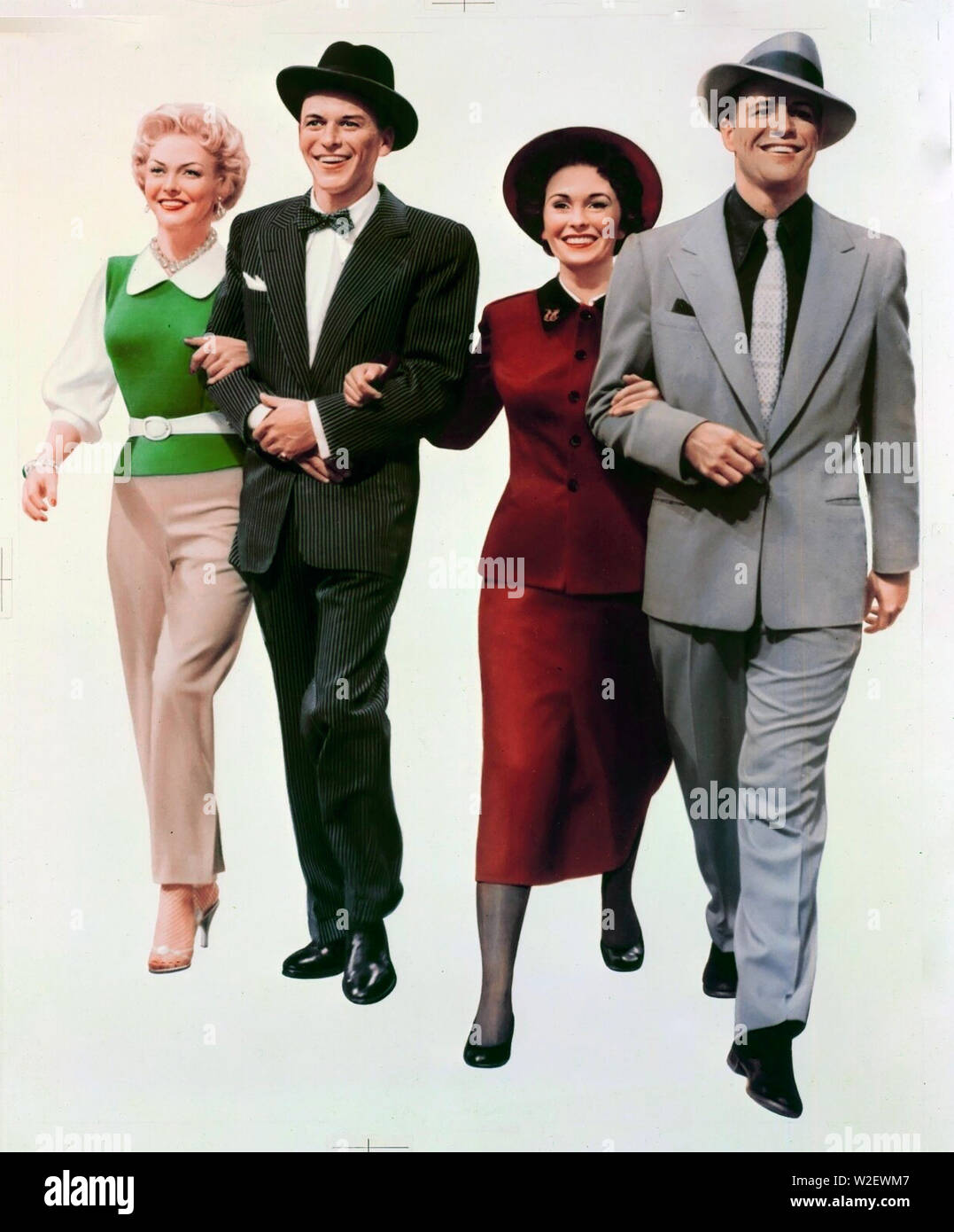GUYS AND DOLLS 1955  MGM film musical with from left: Vivian Blaine, Frank SInatra, Jean Simmons, Marlon Brando Stock Photo