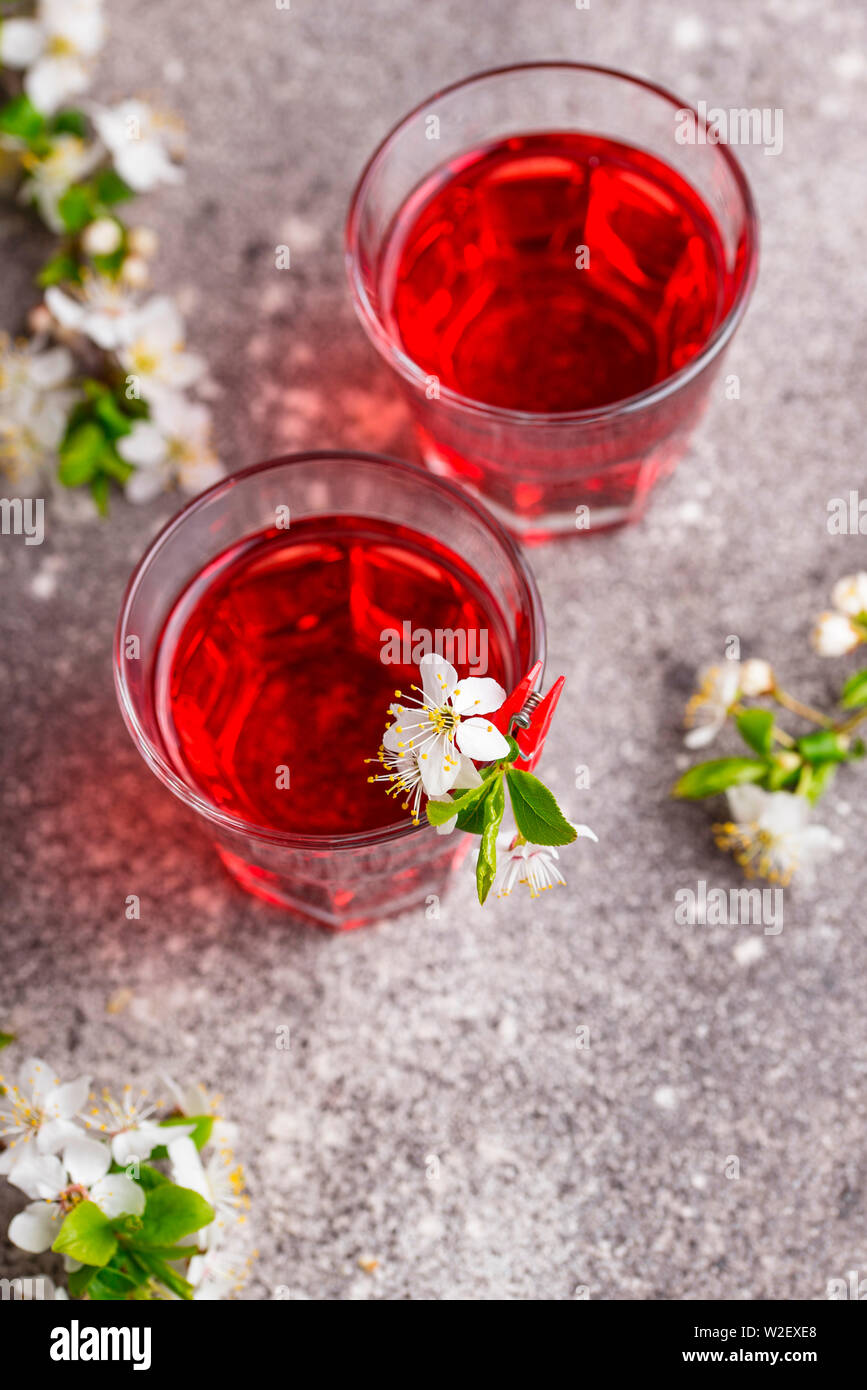 Glasses of healthy cherry juice Stock Photo Alamy