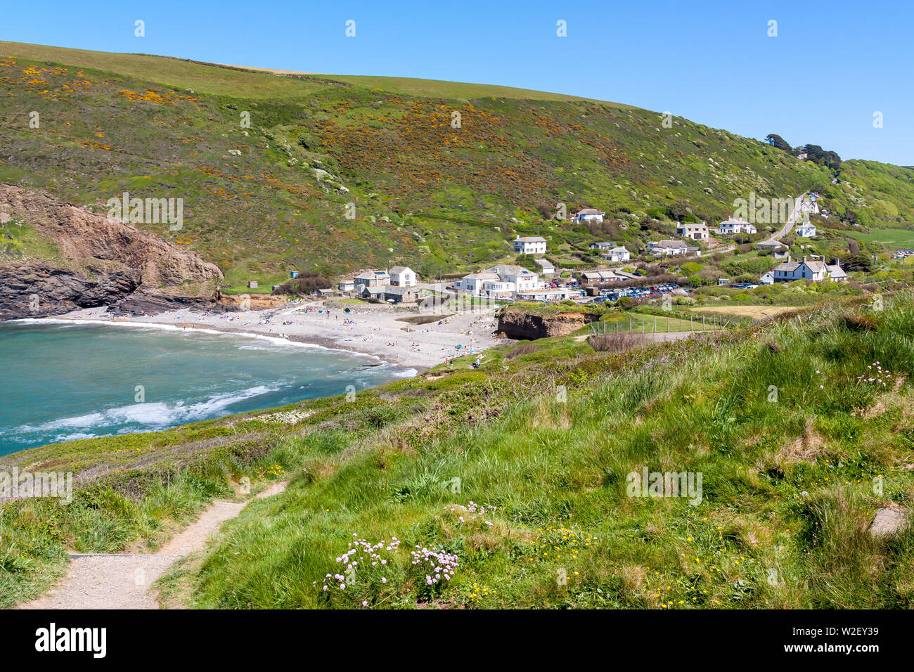 The coastline at Crackington Haven on a beautiful summers day. Cornwall England UK Europe Stock Photo
