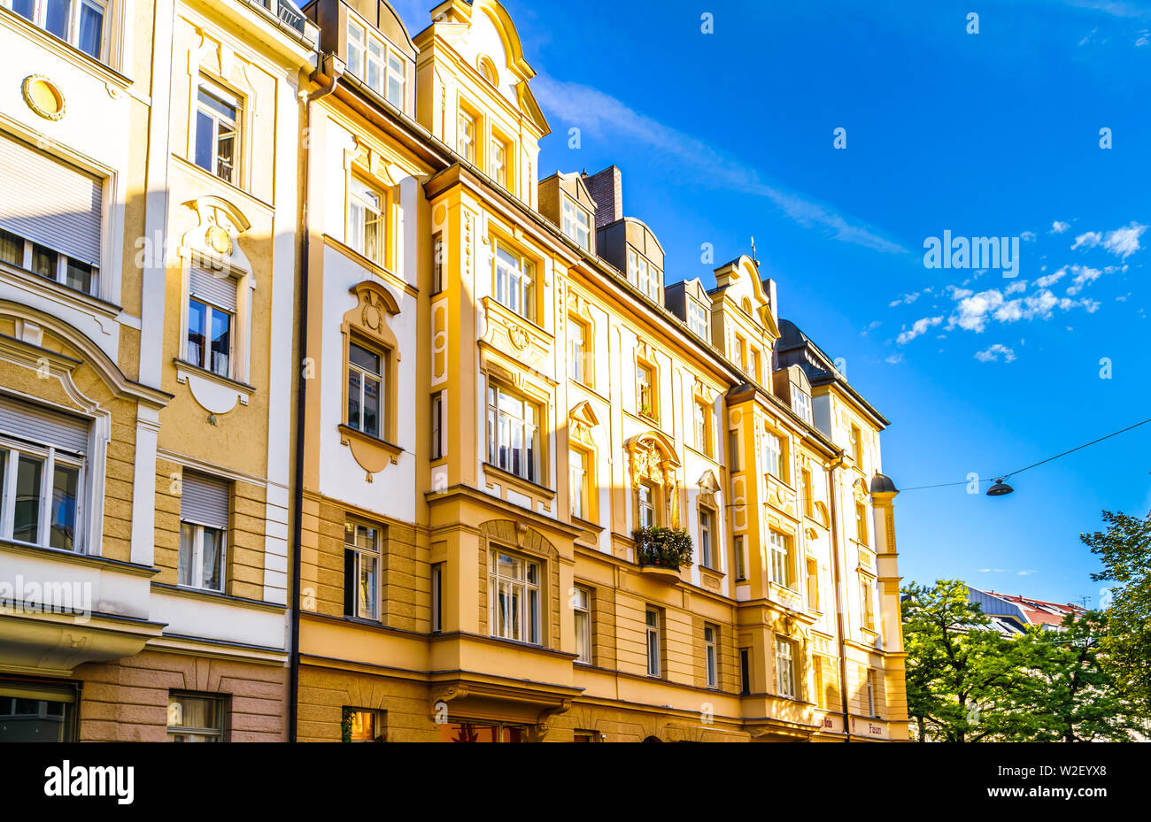 View on old residential buildings in Munich, Germany Stock Photo