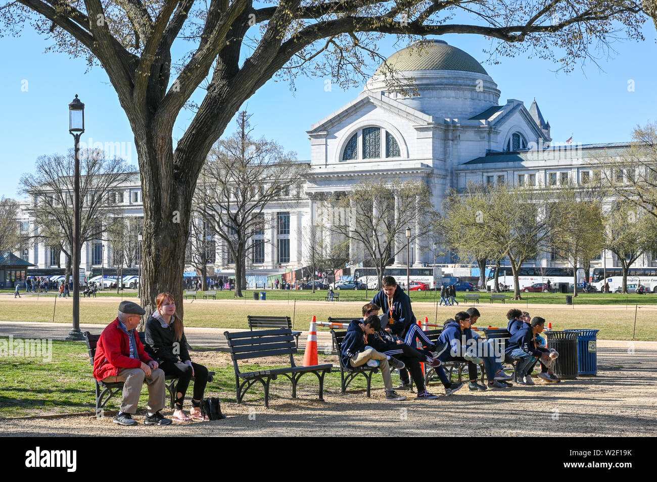 The National Mall and Smithsonian National Museum of Natural History in Washington DC during March 2019 Stock Photo