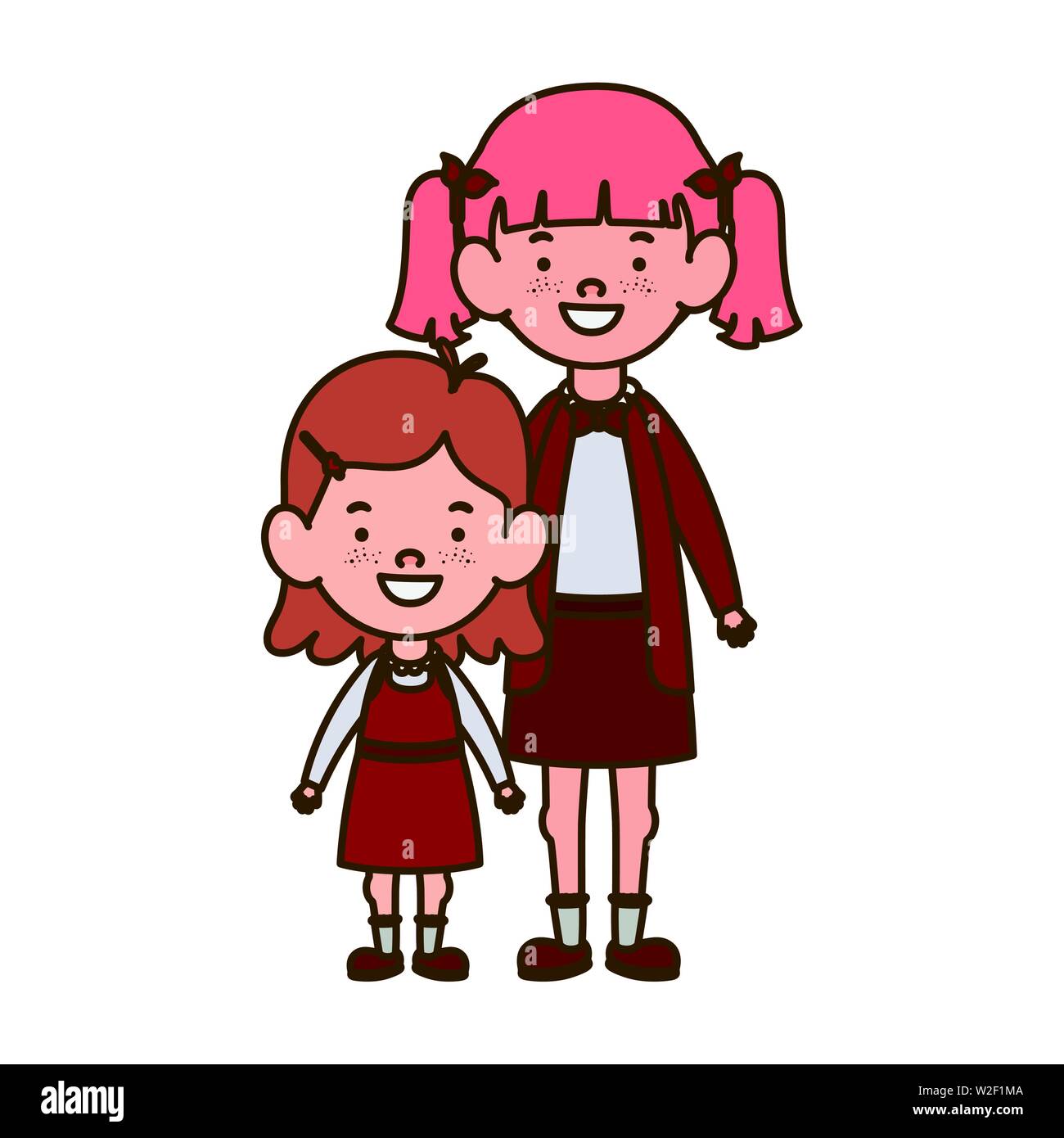 student girls standing smiling on white background Stock Vector Image ...