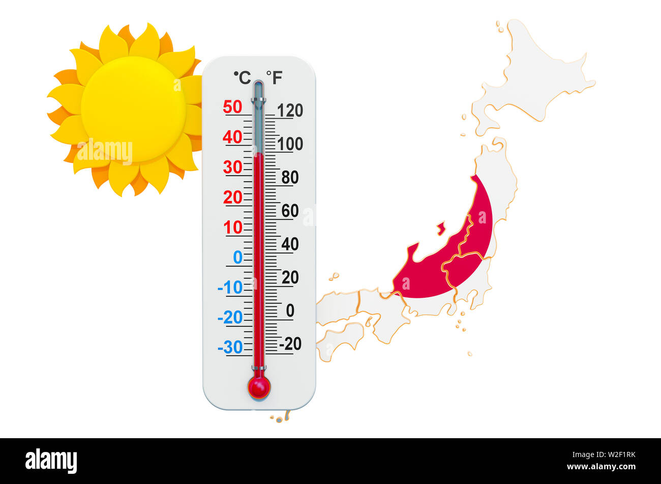 Heat in Japan concept. 3D rendering isolated on white background Stock