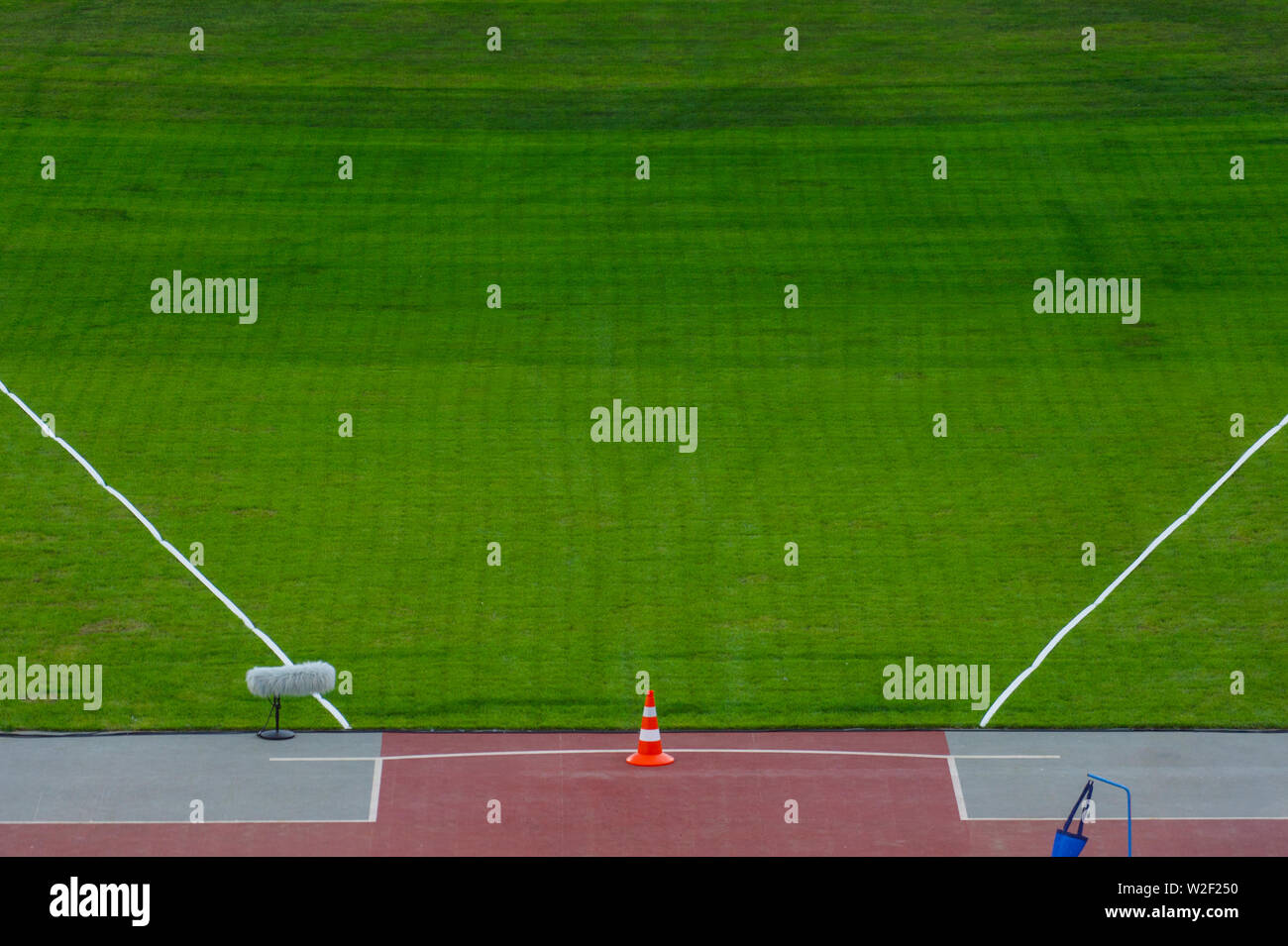 Javelin Thrower sector on grass background. Track and field Stock Photo Alamy