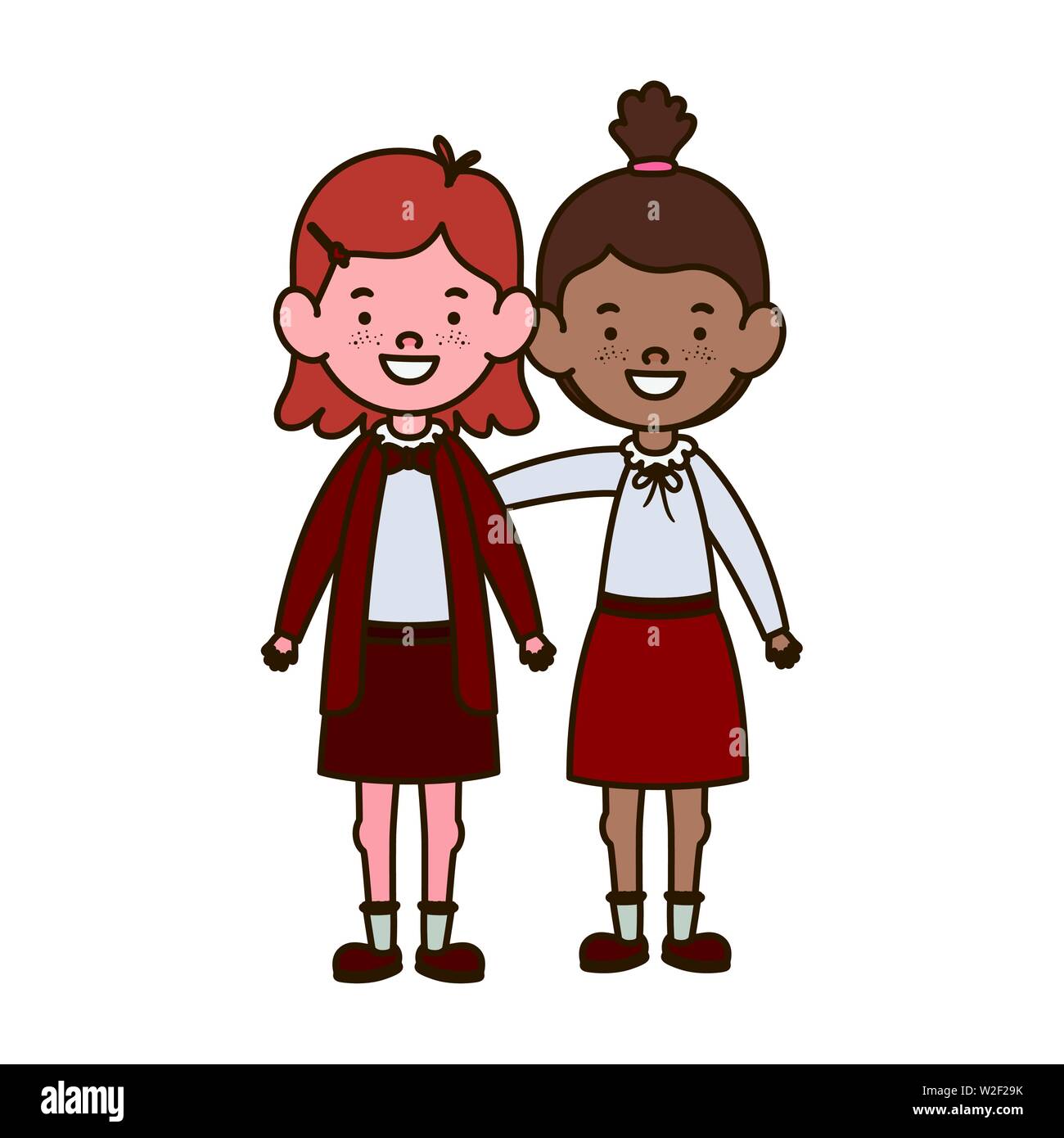 student girls standing smiling on white background Stock Vector Image ...