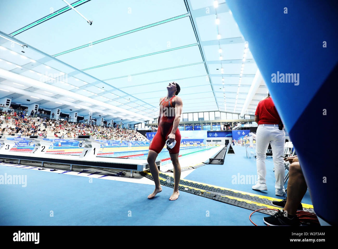 Scandone Pool, Naples, Italy. 8th July, 2019. 30th Summer Universiade Competition day 5; Tayla Lovemore (RSA) winner final 200m Butterfly Credit: Action Plus Sports/Alamy Live News Stock Photo