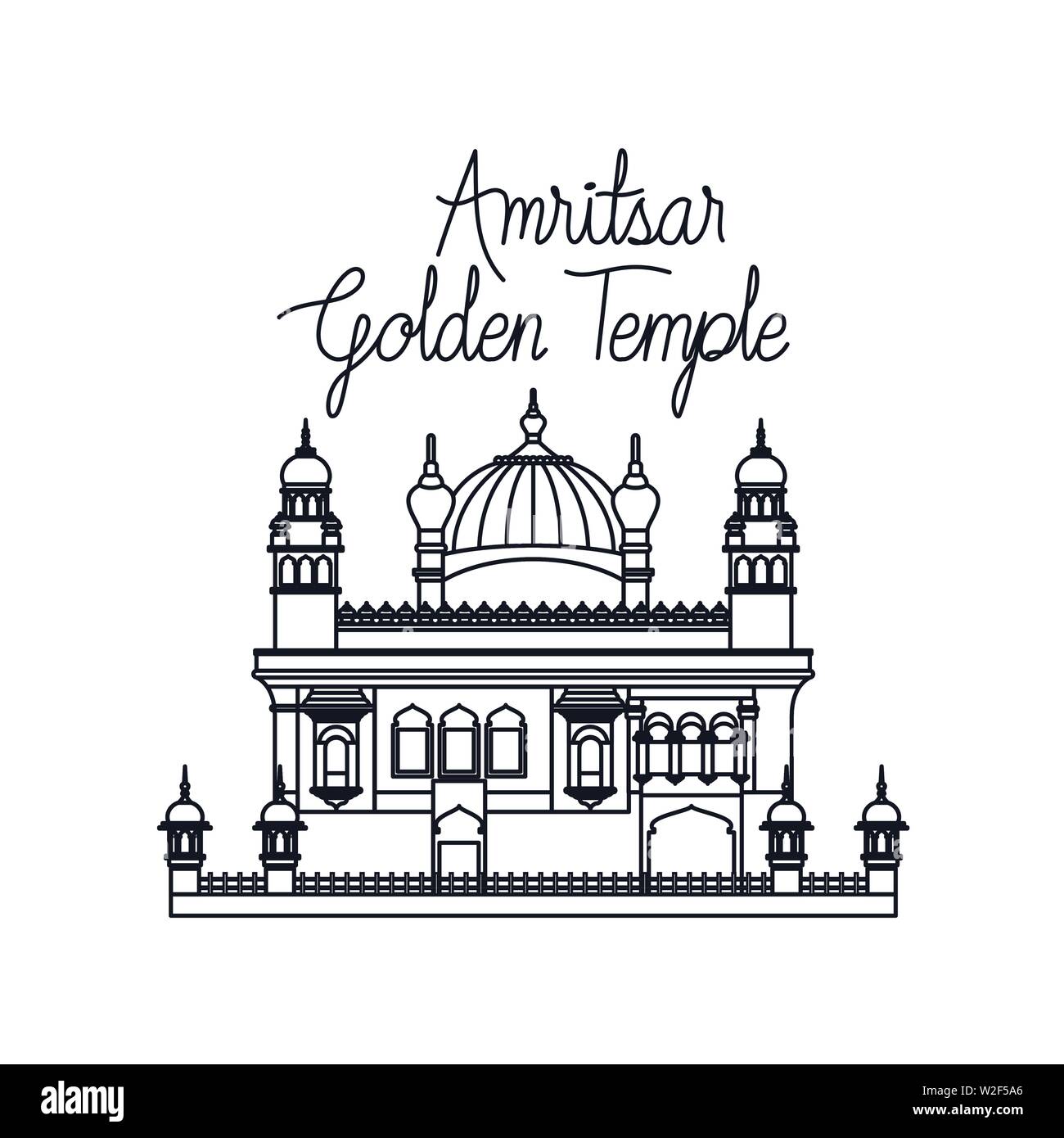 edification of amritsar golden temple and indian independence day Stock Vector