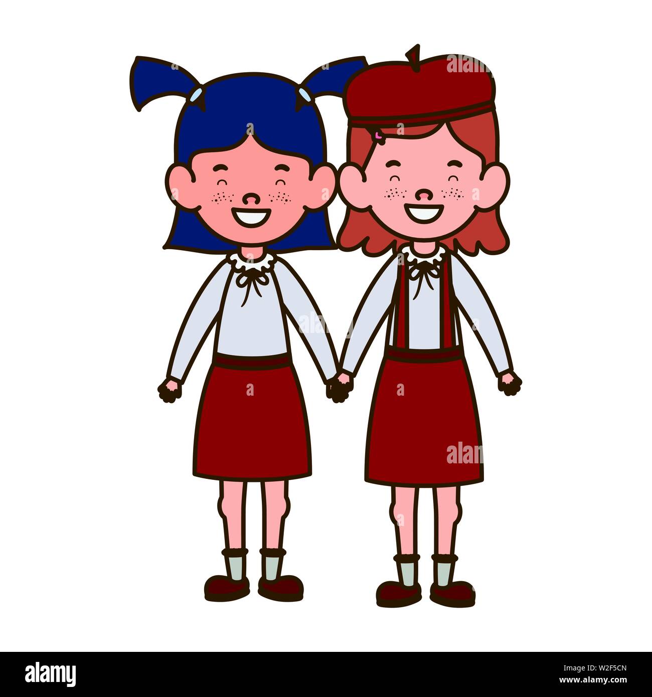 student girls standing smiling on white background Stock Vector Image ...
