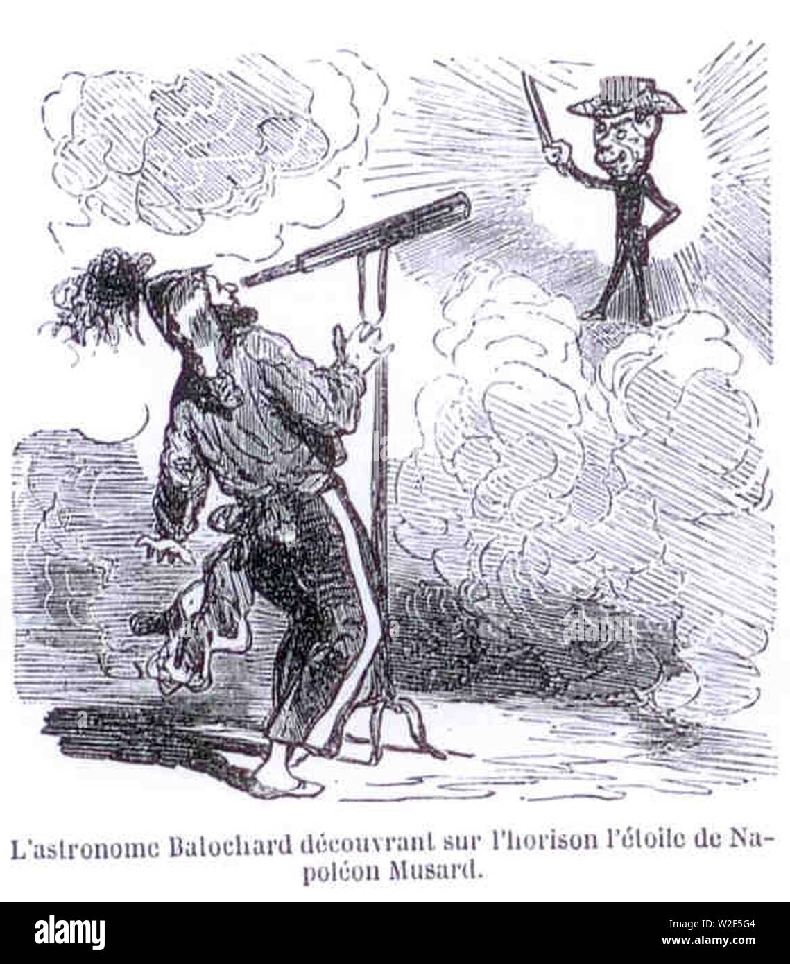 Cham L'astronome Balochard découvre l'étoile de Musard 1851. Stock Photo