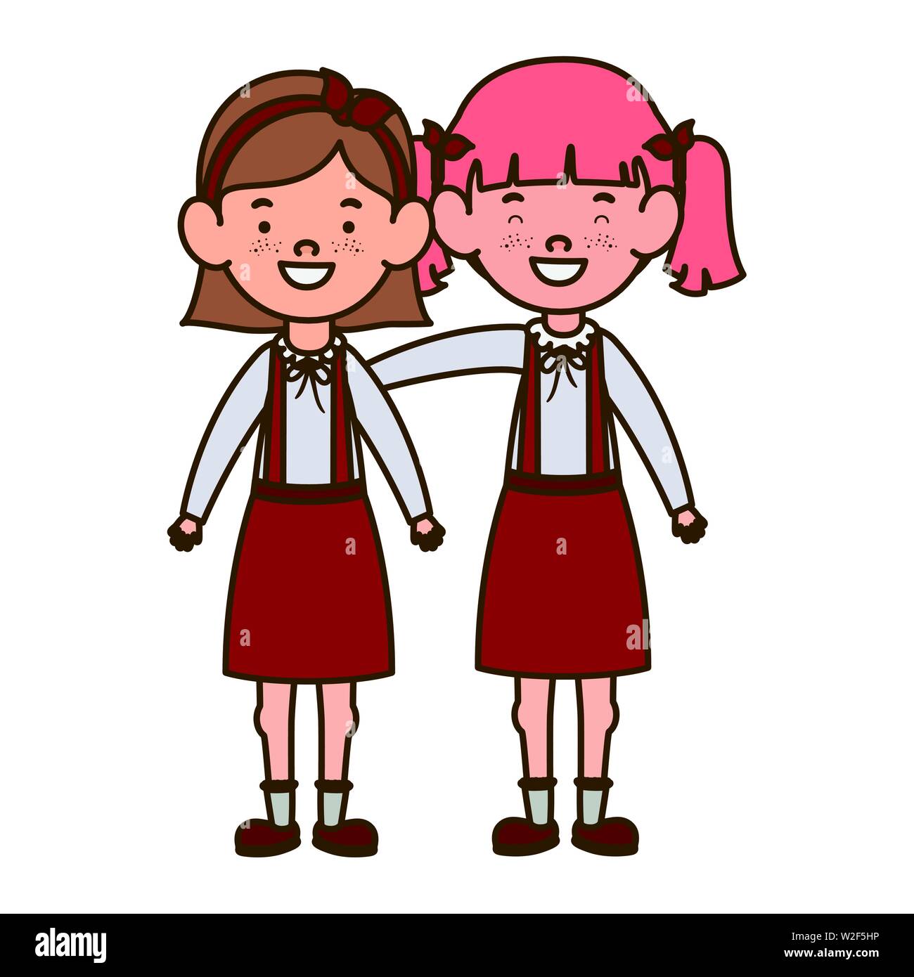 student girls standing smiling on white background Stock Vector Image ...