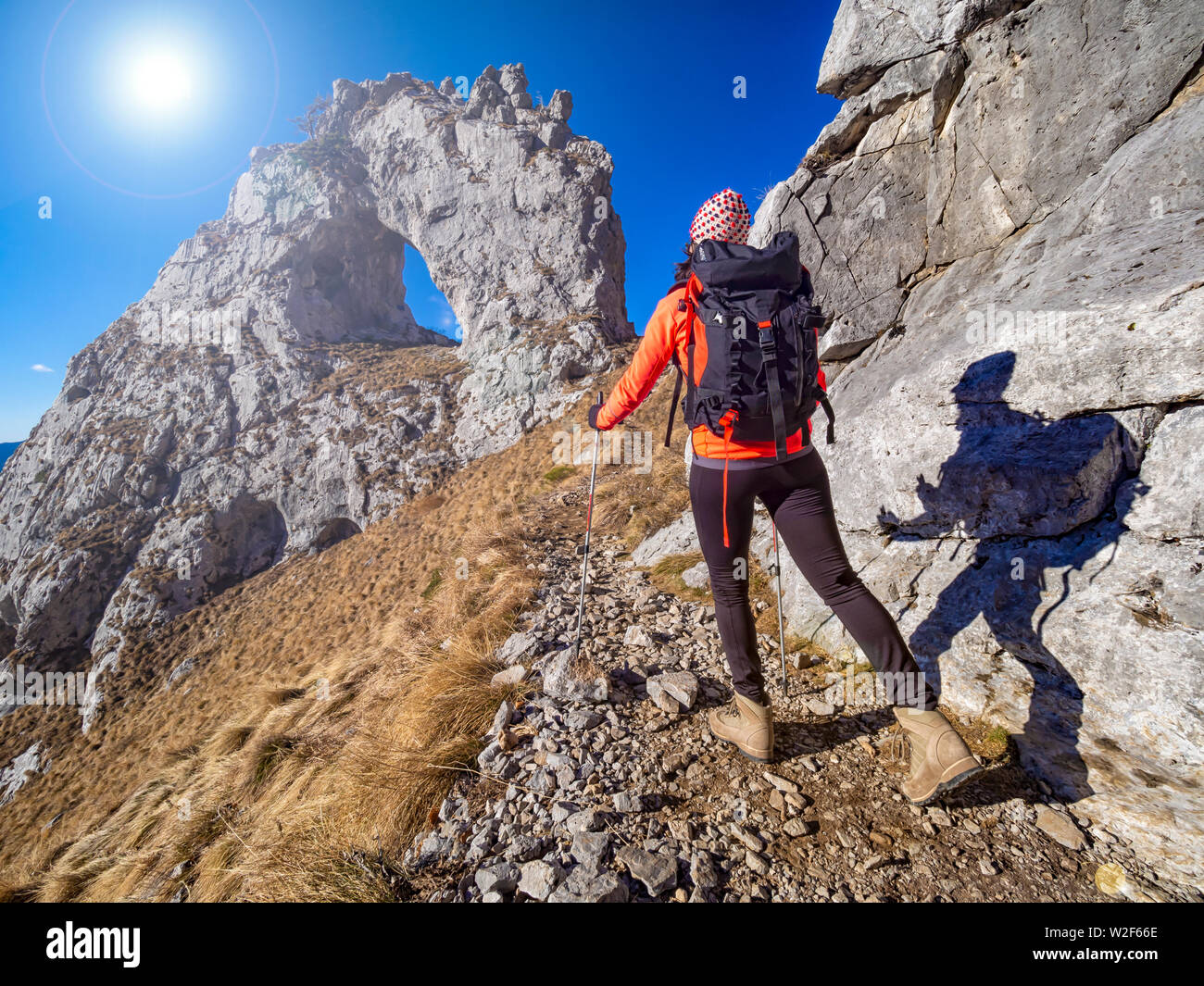 Female hiker in the italian alps Stock Photo - Alamy