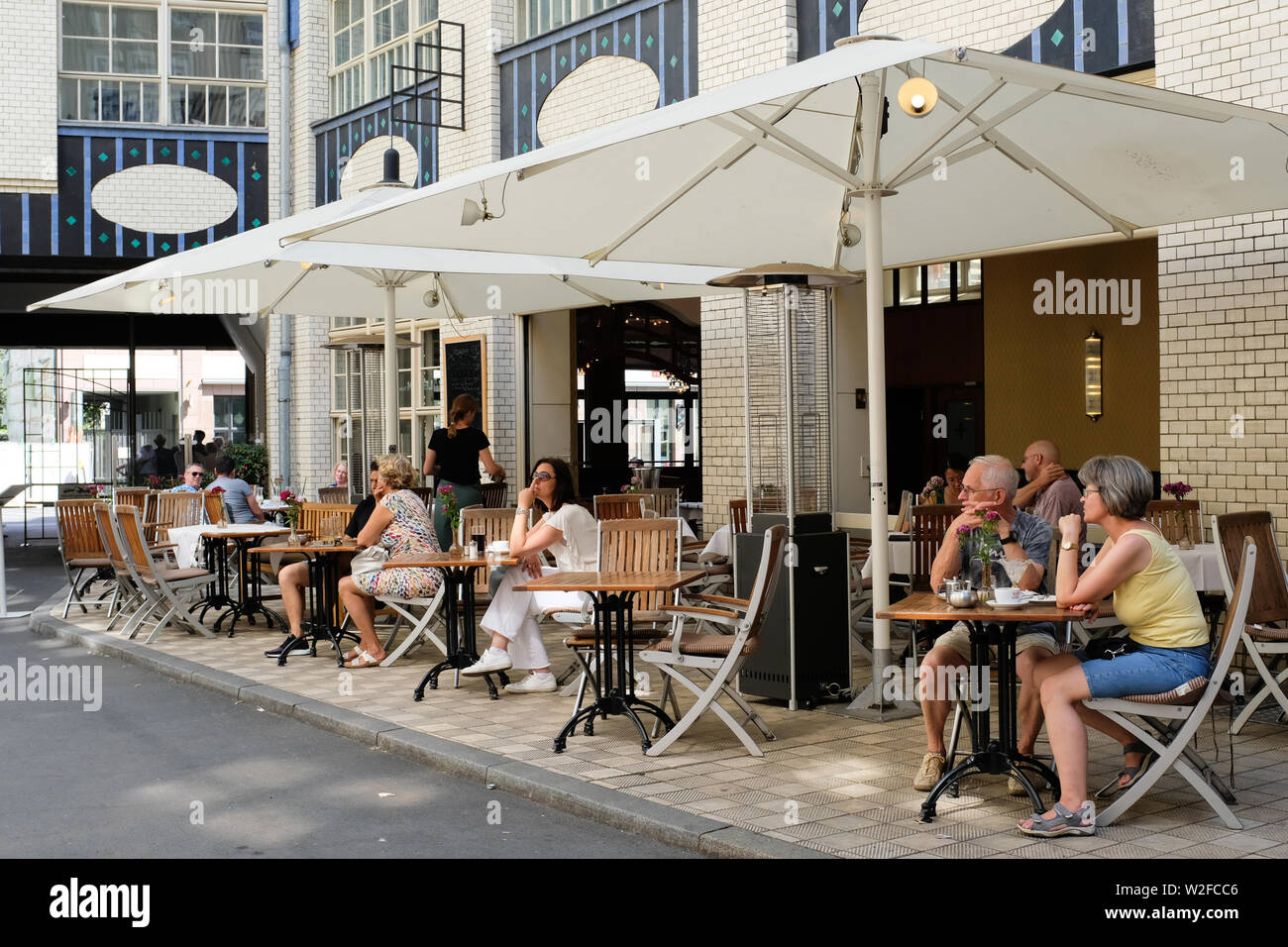 Terrace of a restaurant Central Berlin Stock Photo