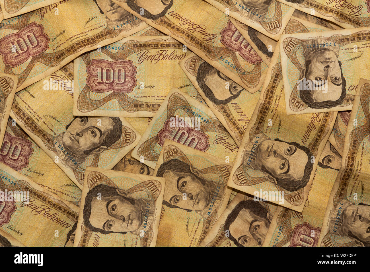 Old 100 currency bill venezuelan bills Stock Photo