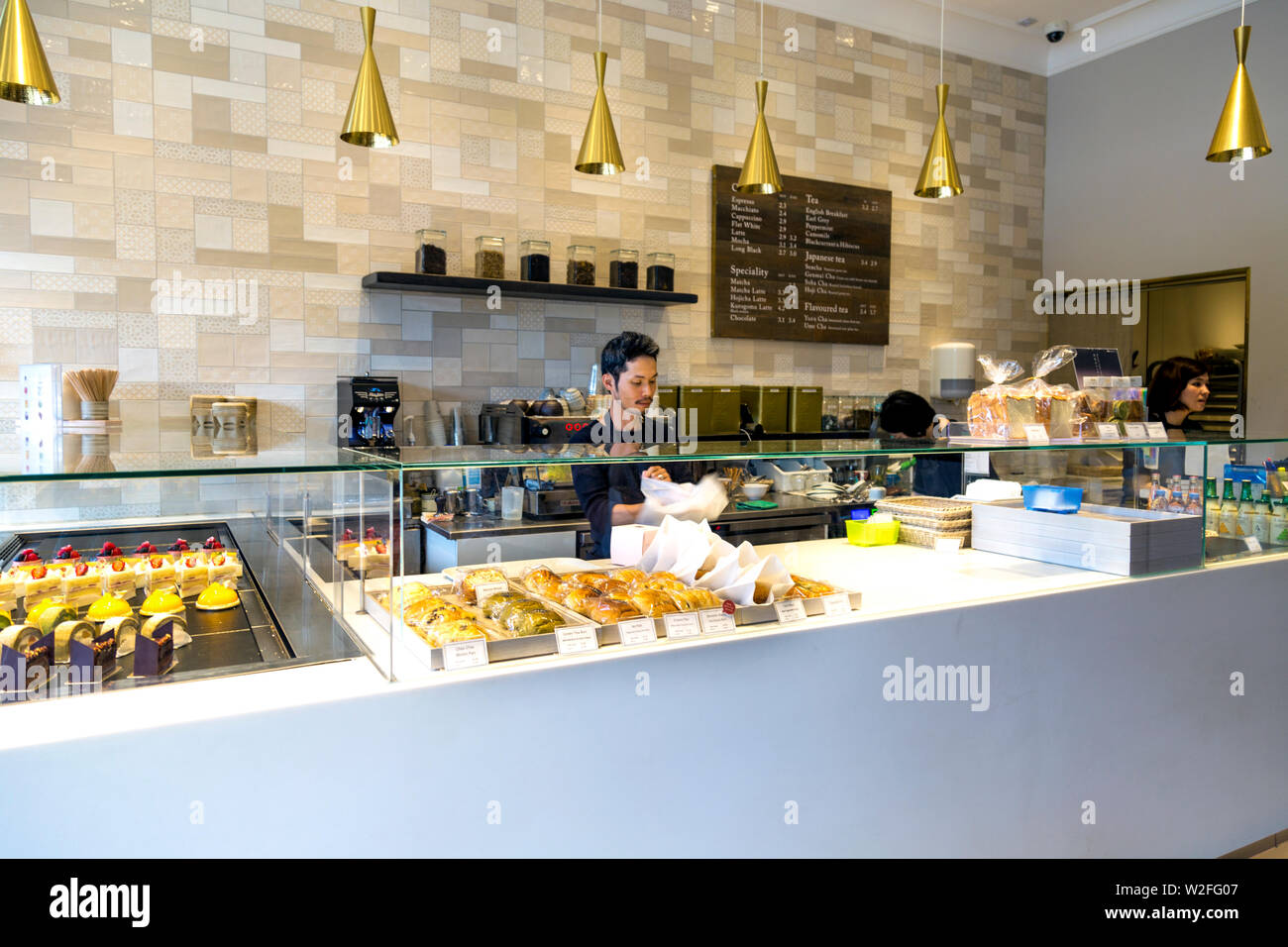 Interior of Japanese WA Cafe and patisserie, Ealing Broadway, London, UK Stock Photo