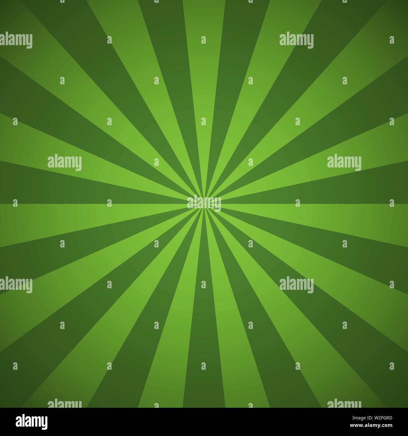 Green beams and rays abstract vector illustration radial lines background Stock Vector