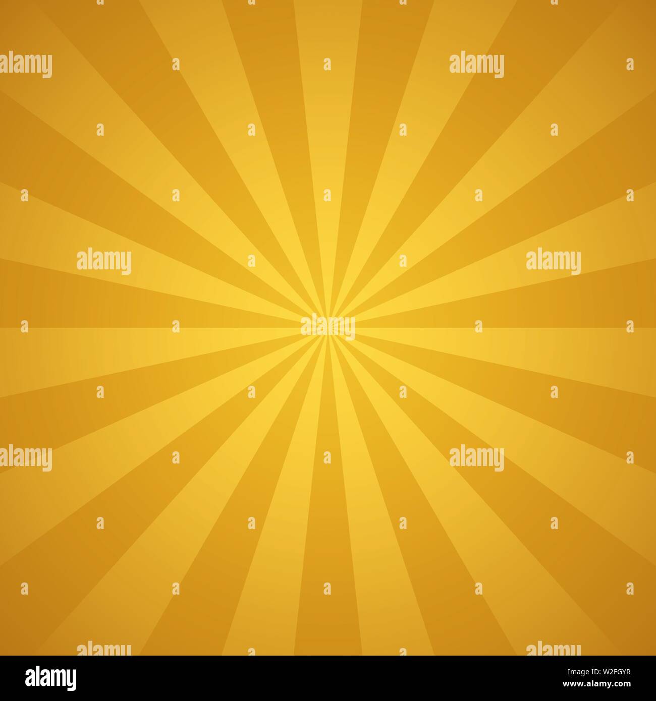 Golden sun beams and rays vector illustration abstract retro background Stock Vector