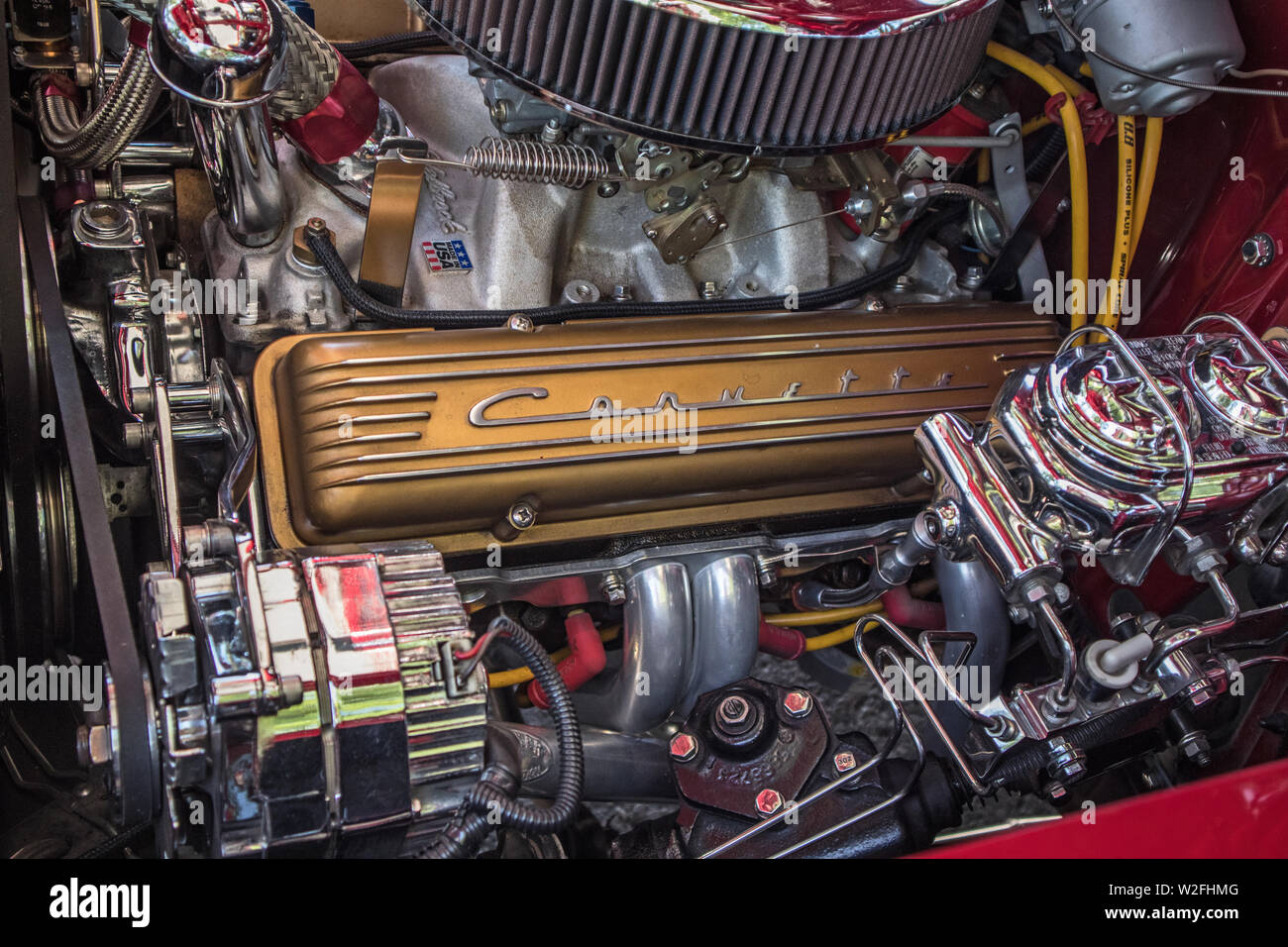 Sixties Corvette engine. Stock Photo