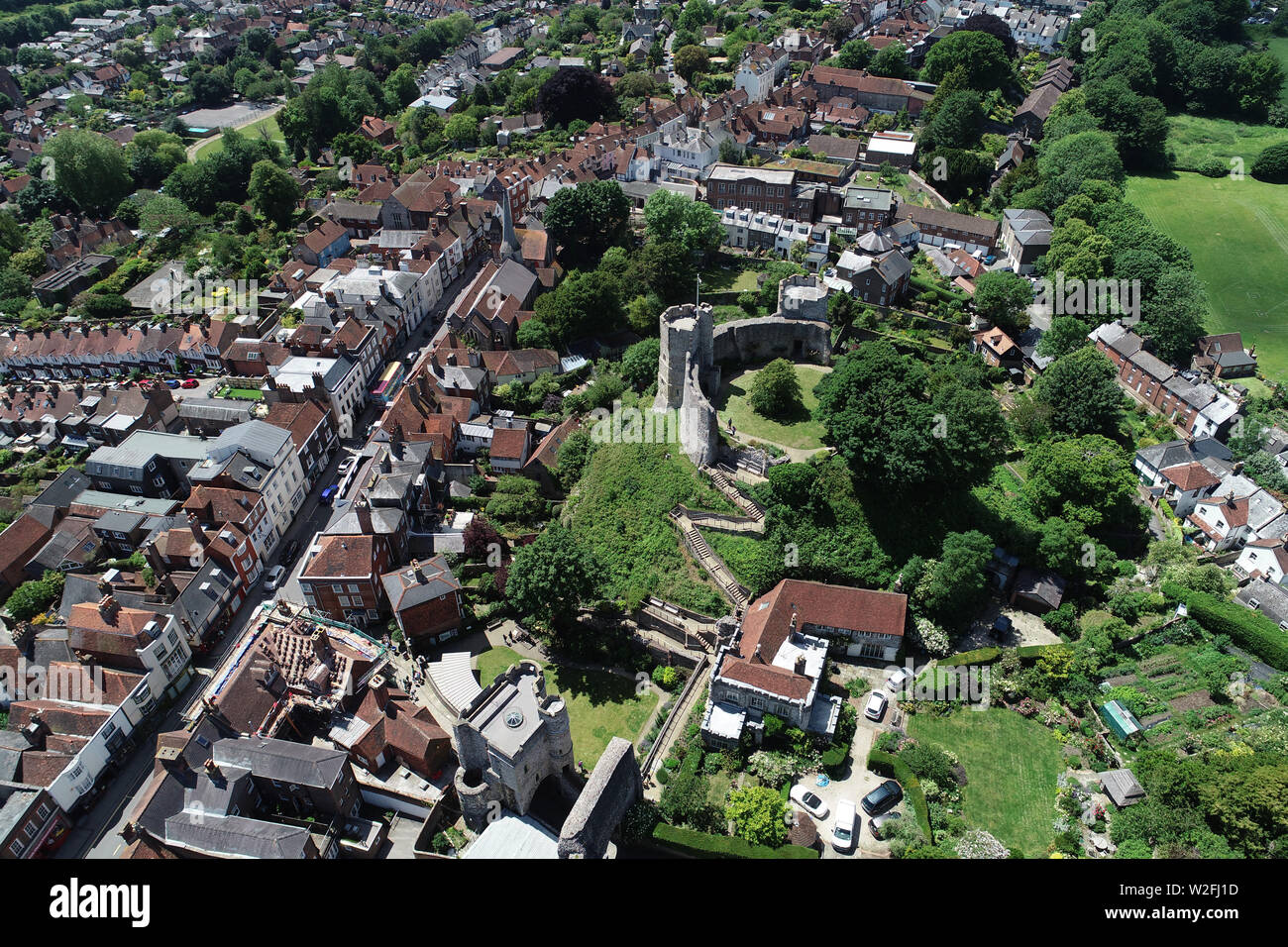 Aerial view of Lewes, East Sussex, showing Lewes Castle Stock Photo Alamy