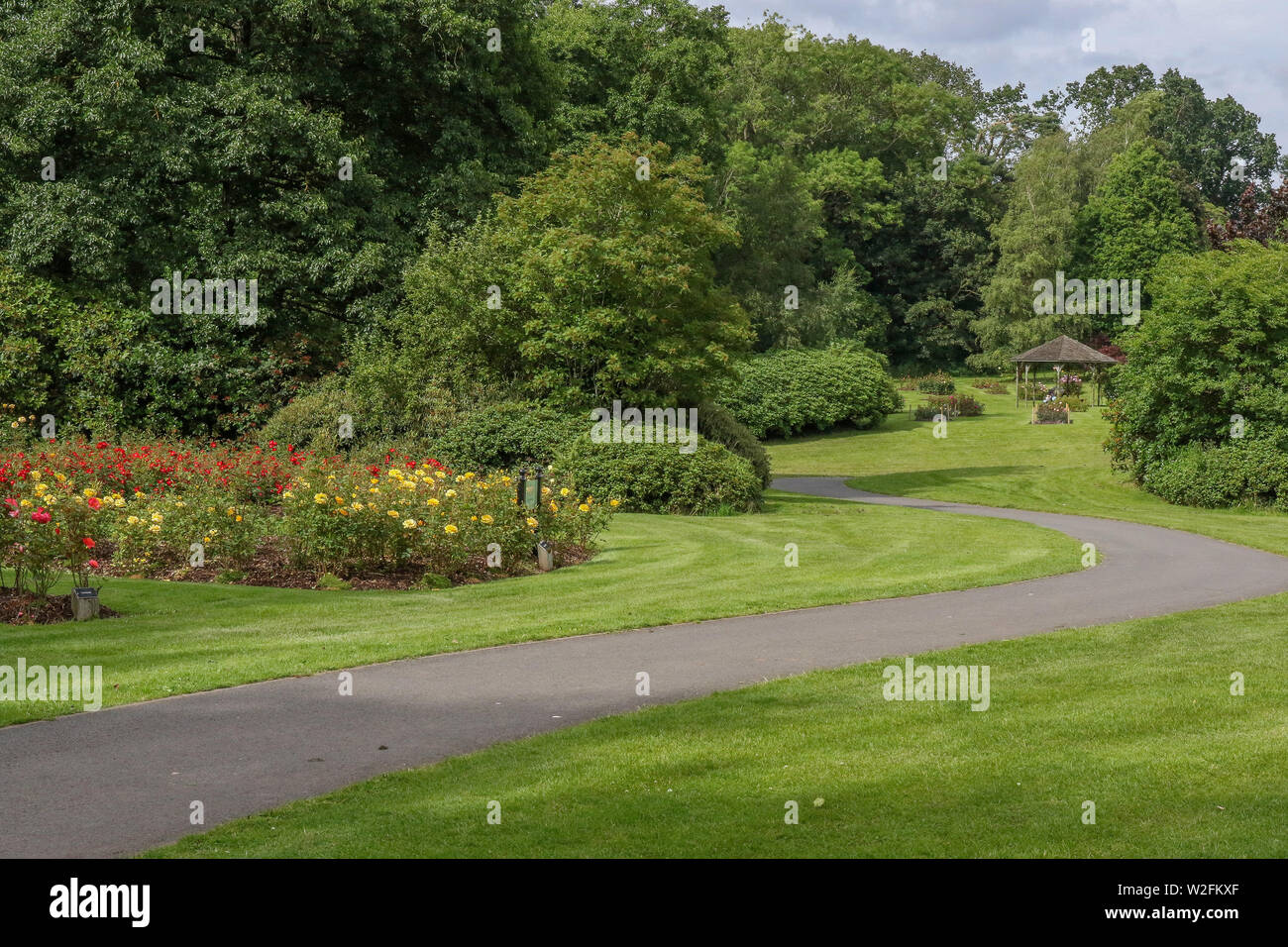 Winding Path Through The Public Park And Rose Gardens At Sir