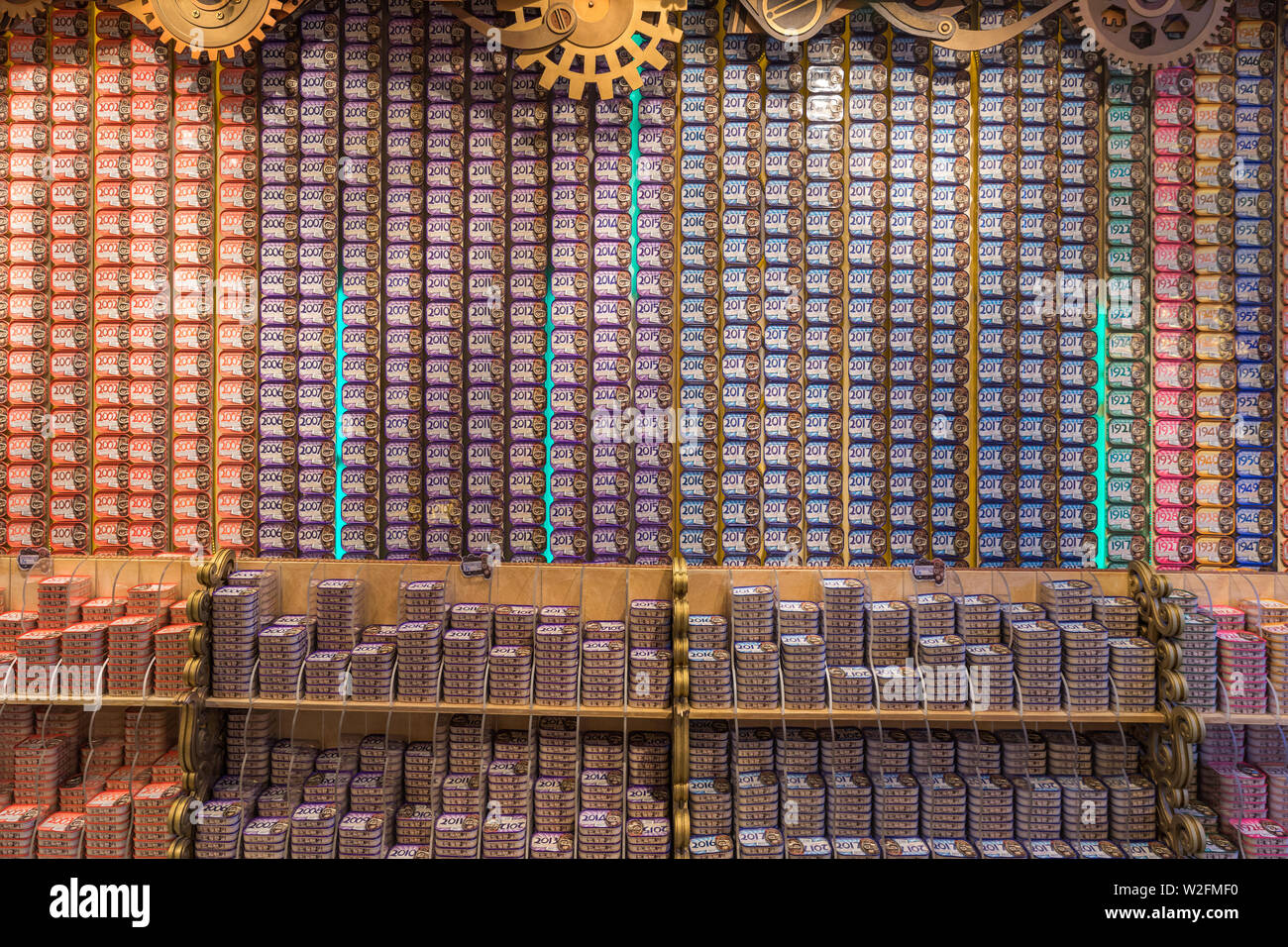 Porto, Portugal - November 15, 2017: Casa Oriental, historical sardines shop in Porto, full of colors and totally unique, in this shop you can buy nic Stock Photo