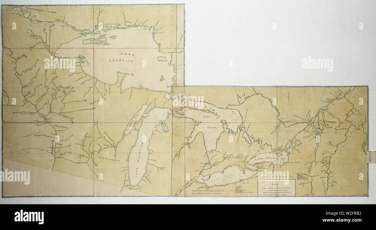 Chart of part of upper and lower canada stock photo alamy