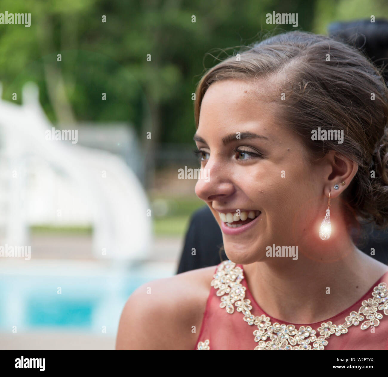 Young Teenage Girl Dressed up for her Prom Stock Photo Alamy