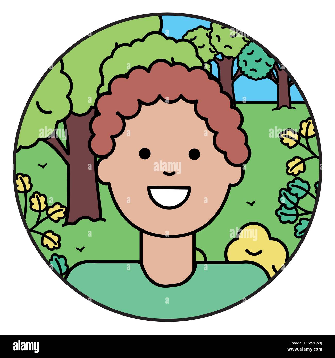 happy young man in the park vector illustration design Stock Vector ...