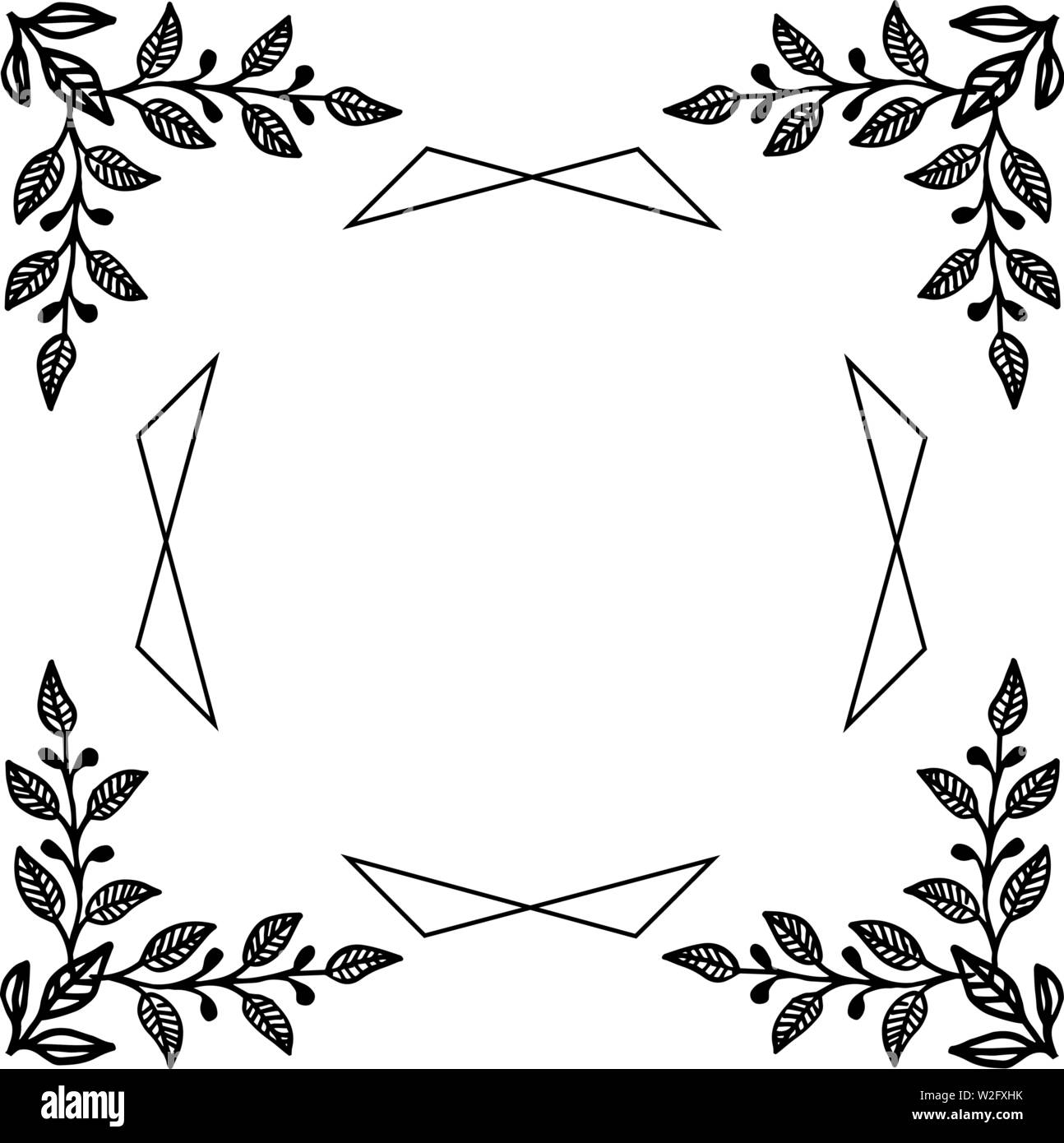Vector illustration cute wreath frame with decorative of card hand ...