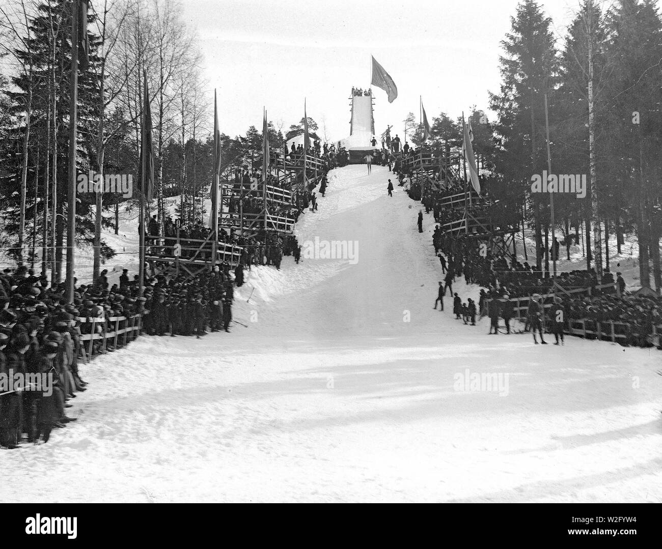 Ski jumping in Alppila, Helsinki ca. 1900 Stock Photo Alamy