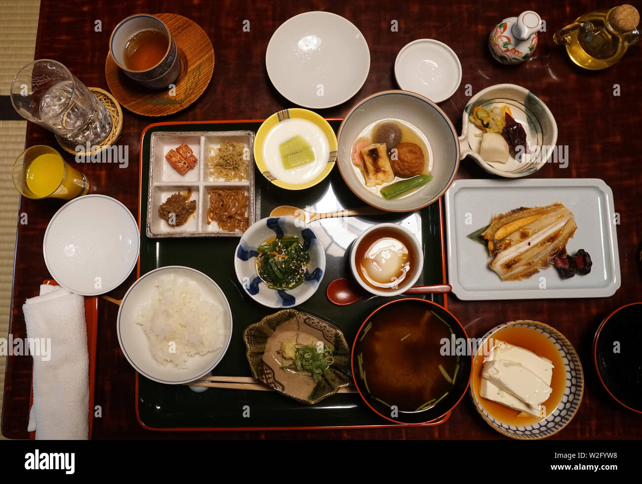 Japanese kaiseki traditional breakfast, Kyoto, Japan Stock Photo Alamy
