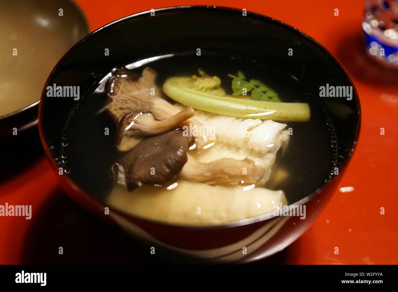 Nimono wan with clear dashi soup, gensuke pike conger, bamboo shoot