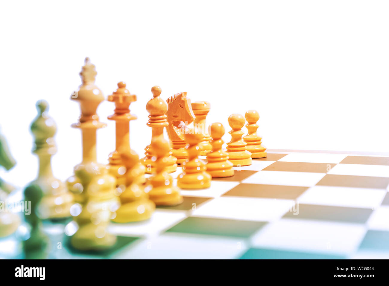 brown chess board with figures on a wooden table in a cafe, playing chess  Stock Photo - Alamy