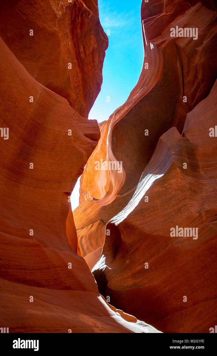 Colourful sandstone formations, Lower Antelope Canyon, Slot Canyon, Page, Arizona, USA Stock Photo