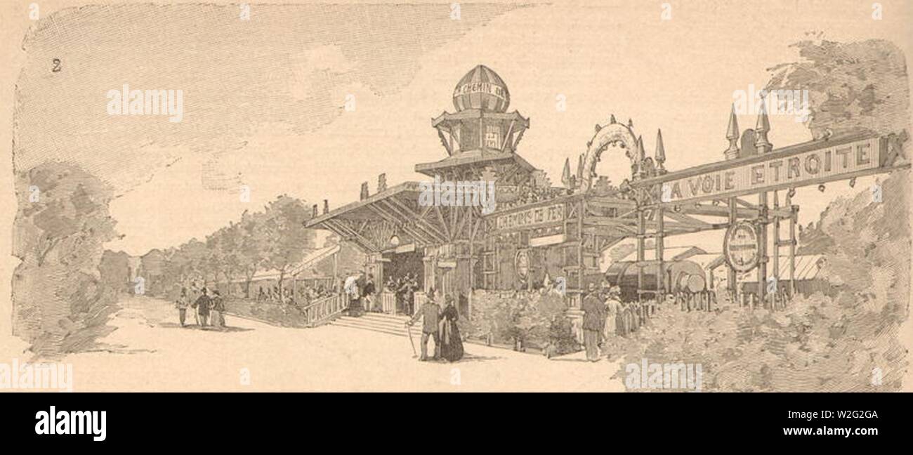 Chemin de Fer-Tramway Decauville de l'Exposition Universelle Paris 1889 - Station de la Concorde. Stock Photo