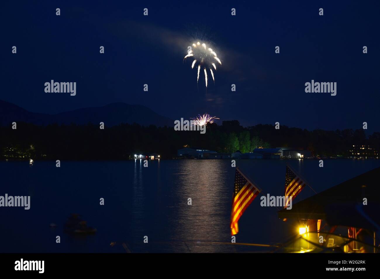 4th of July Fireworks over Lake New York Stock Photo Alamy