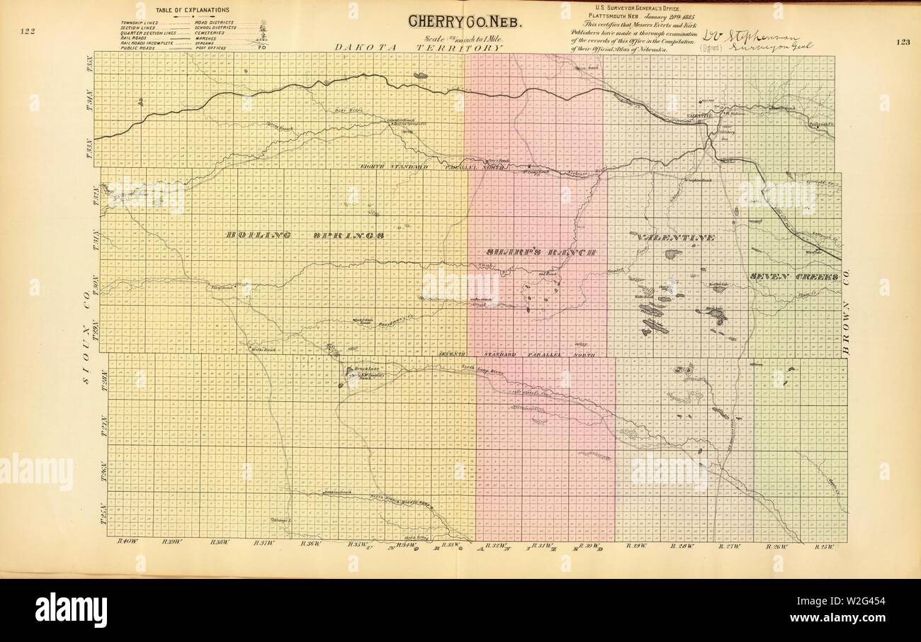 Cherry County Nebraska 1885 map 2719114 Stock Photo Alamy