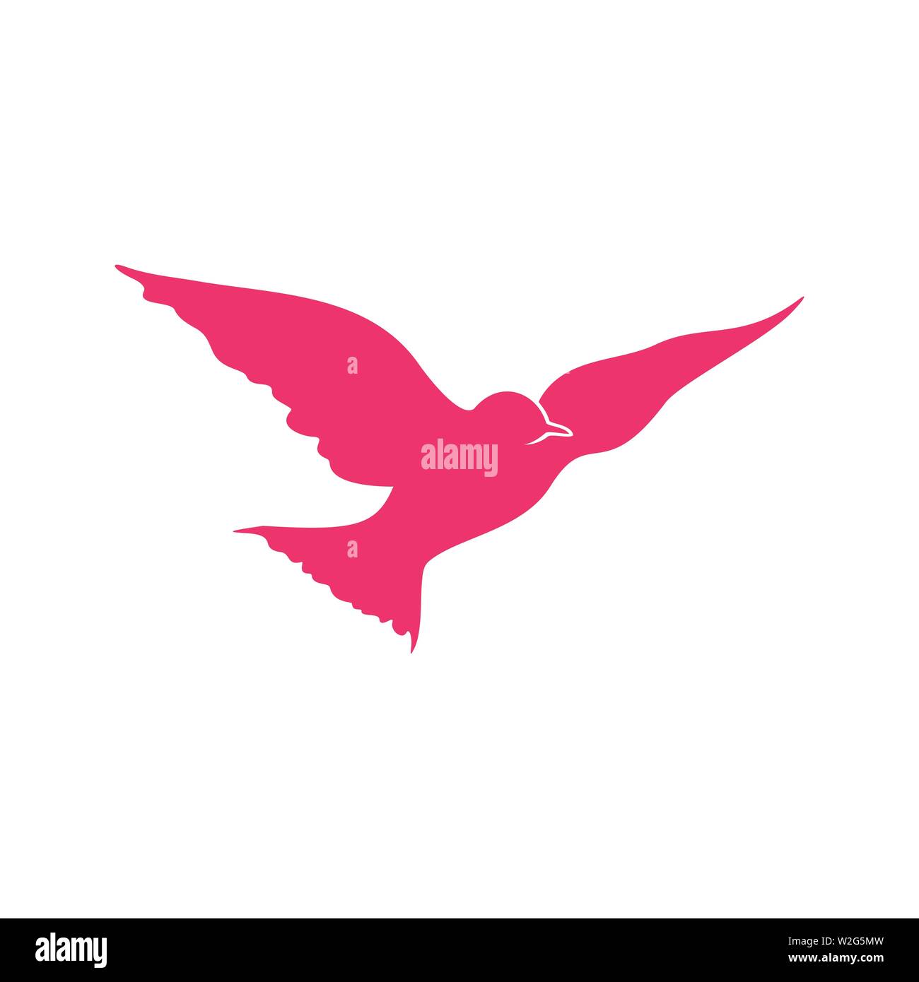 Flying Pink Bird Open Wings Vector Symbol Graphic Logo Design Template Stock Vector