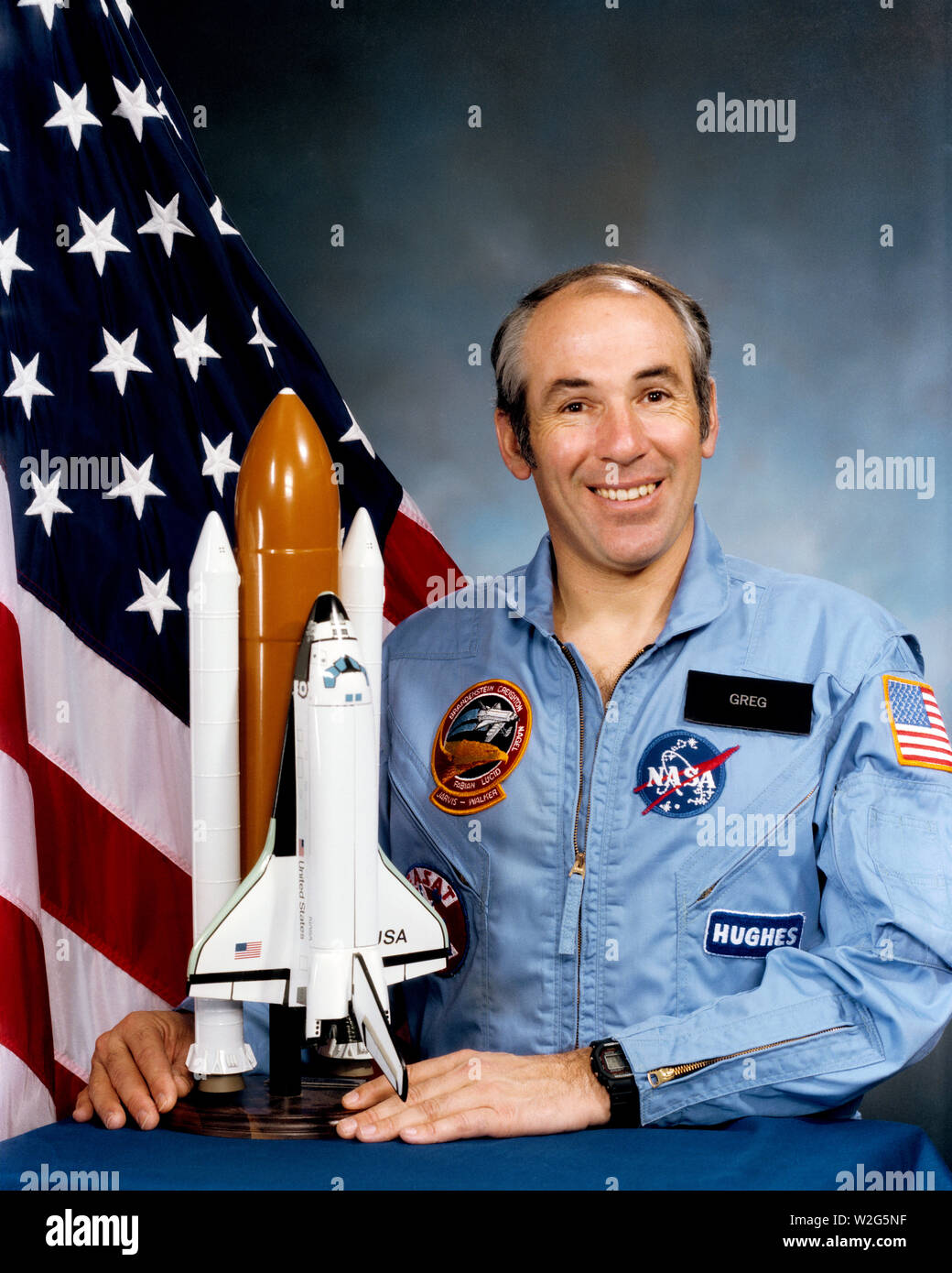 (1985) --- Astronaut Gregory B. Jarvis, payload specialist (NOTE: Jarvis died in the STS-51L space shuttle Challenger explosion, on Jan. 28, 1986.) Stock Photo
