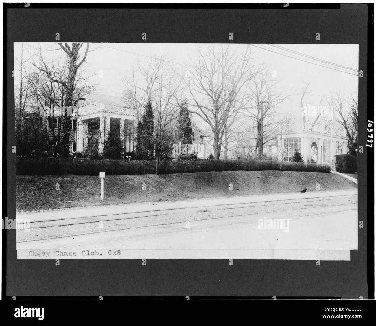 Chevy Chase Club, with road in foreground, Chevy Chase, Maryland Stock