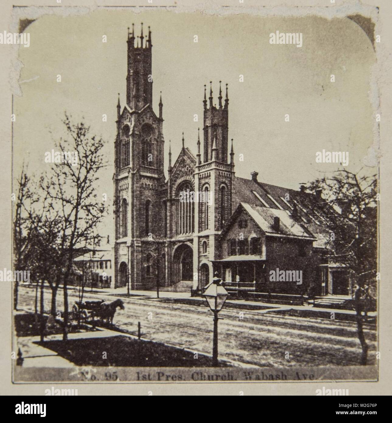 Chicago pre-fire, First Presbyterian Church, Wabash Ave. Stock Photo