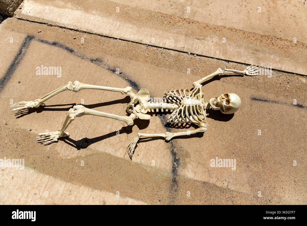 Skeleton dead of thirst at Ludwig mine Nevada ruins Stock Photo - Alamy