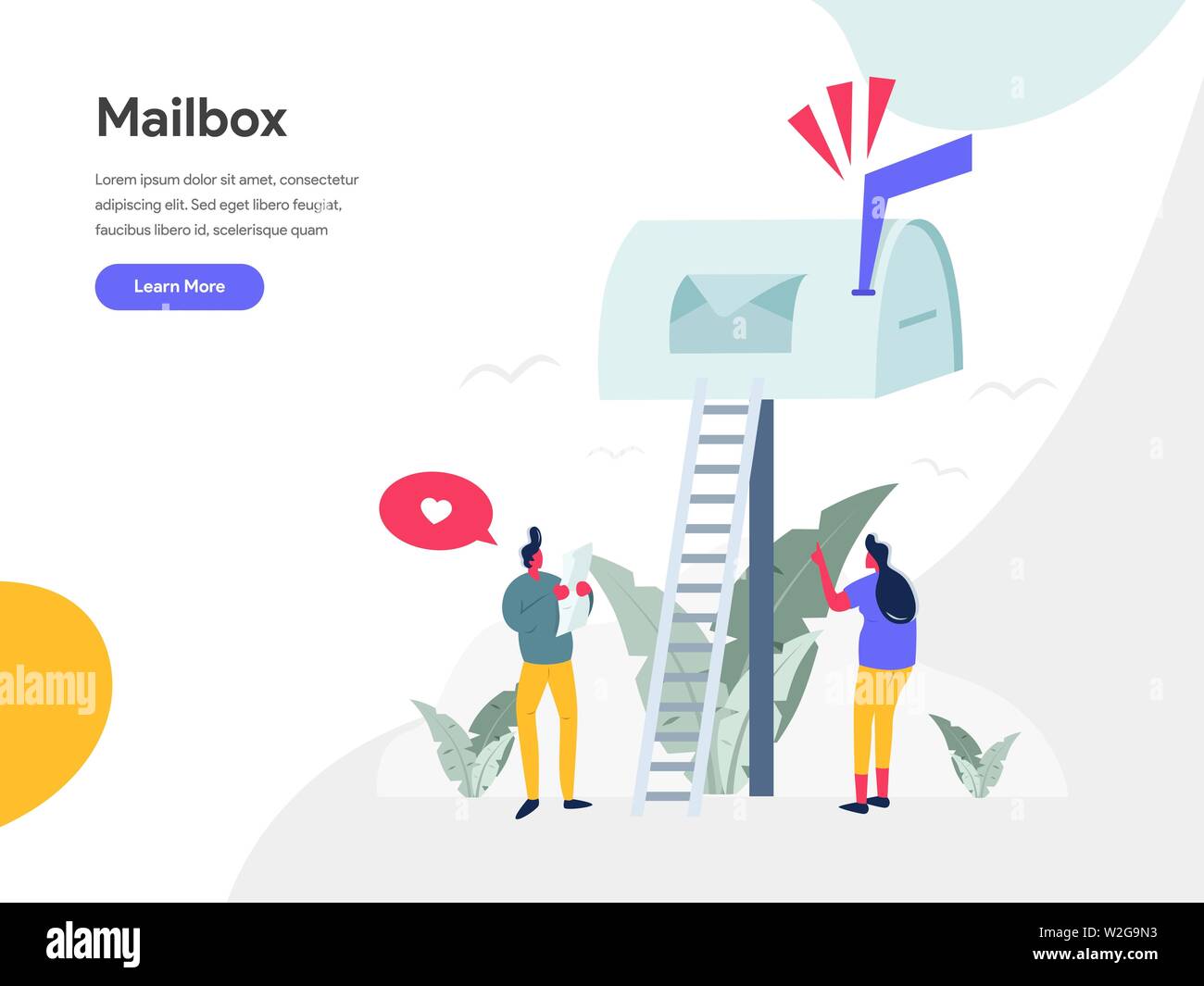 Mailbox Illustration Concept. Modern flat design concept of web page design for website and mobile website.Vector illustration EPS 10 Stock Vector