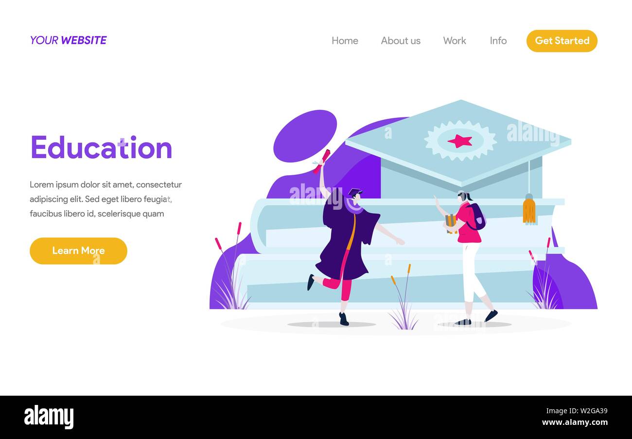 Landing page template of Education Illustration Concept. Modern flat design concept of web page design for website and mobile website Stock Vector