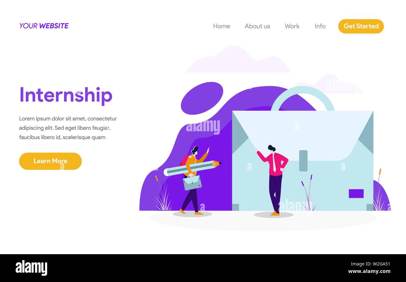 Landing page template of Internship Job Illustration Concept. Modern ...